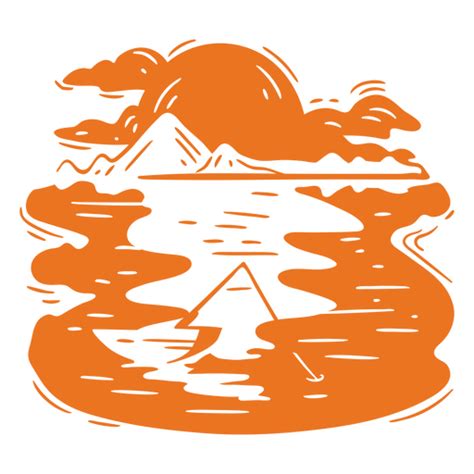 Diseño Png Y Svg De Río Con Puesta De Sol Y Montañas Para Camisetas