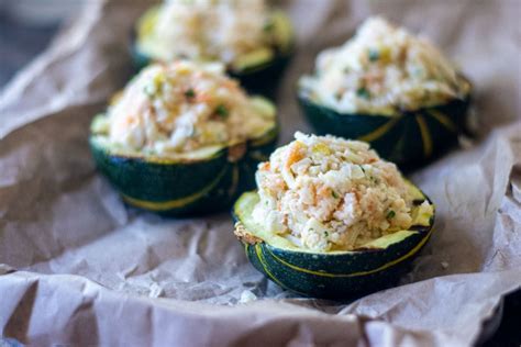 Grilled Eight Ball Squash With Seafood Stuffing Kitchen Laughter