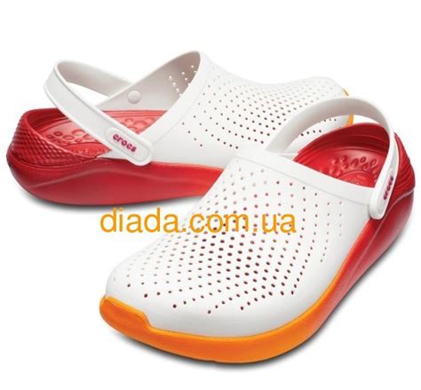 ᐈ Кроксы мужские белые с красно-оранжевым Crocs LiteRide Graphic Clog ...