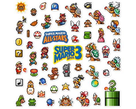 Super Mario Bros 3 Super Mario All Stars SNES Sticker Set 53 Pieces Etsy