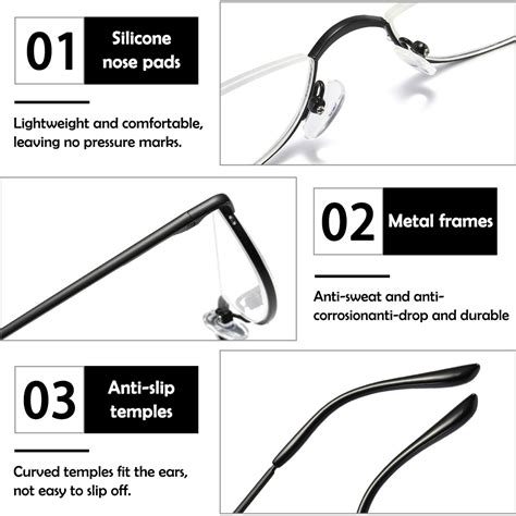 Koosufa Half Metal Moon Reading Glasses 2 5 Spring Hinge Half Frame Readers Eyeglasses Eyewear