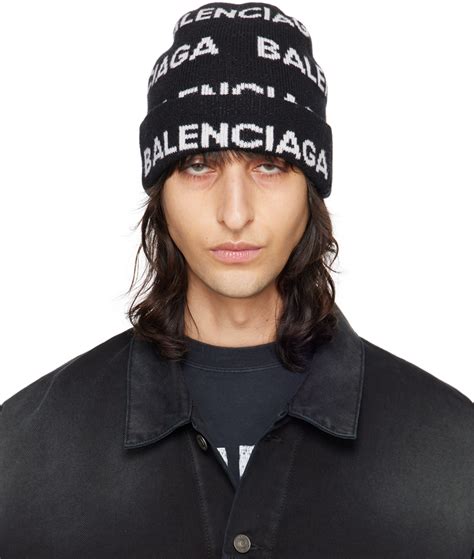 Balenciaga Black Bal Horizontal Allover Beanie Ssense