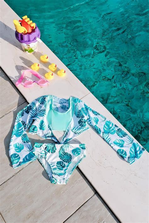 Mayom Kız Çocuk Yaprak Baskılı Pareolu Bikini Takımı lü Set Fiyatı Yorumları