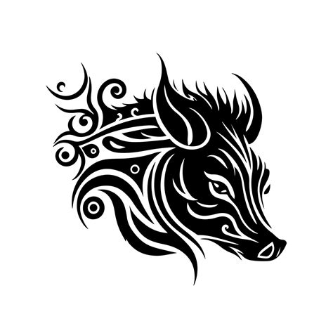 Ornamental Wild Boar Portrait Decorative Illustration For Logo Emblem