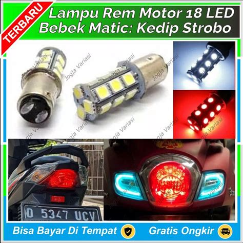 Jual LAMPU REM STOP MOTOR LED KEDIP STROB0 18 MATA BAYONET KAKI 2