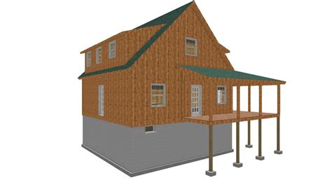 Adirondack Cabin Plans 18x24 With Cozy Loft And Front Porch 15 Bath