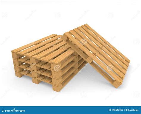 A Stack Of Wooden Pallets On A White Background Stock Illustration