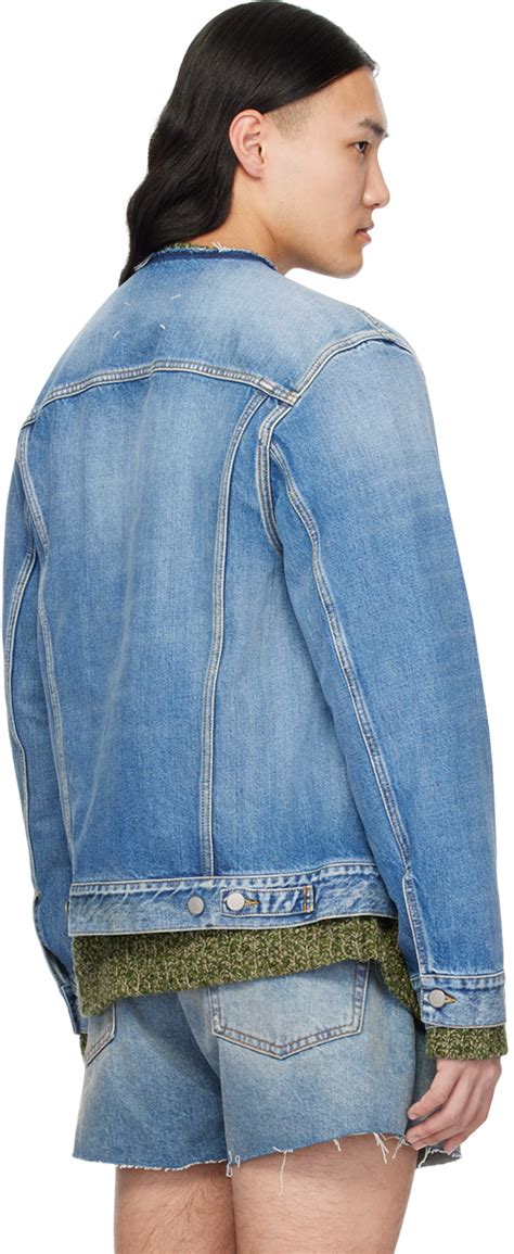 Maison Margiela Blue Collarless Denim Jacket Maison Margiela