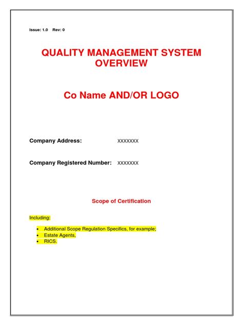 ISO 9001 Quality Manual 2015 Template | Internal Audit | Audit | Free ...