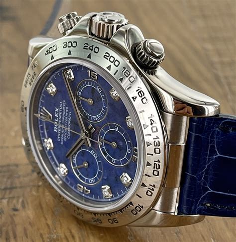 18K WG Rolex Daytona 16519 Sodalite Diamond Dial 1998 - Rolex Passion