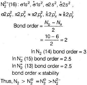 The correct order of increasing N - N bond stability of N2^2-, N2, N2^⊕, N2^s is - Sarthaks ...