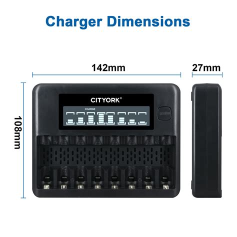 Cityork 8 Slot Fast LCD Smart Intelligent Battery Charger For 1 2V AA