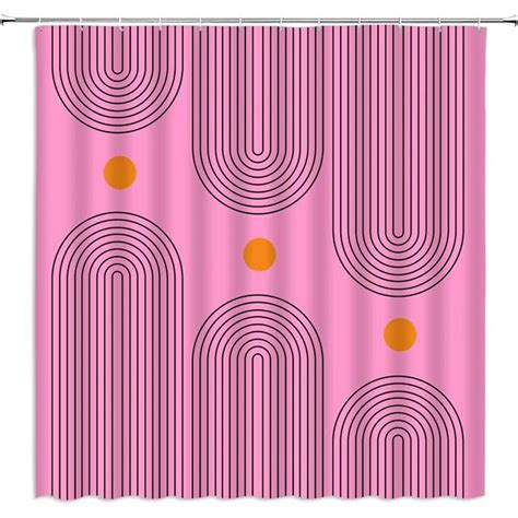 Mid Century Shower Curtain Cute Abstract Modern Geometric Curve