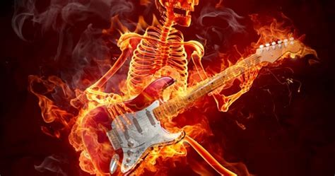 Android Best Wallpapers Burning Skeleton Playing The Guitar Android Best Wallpaper