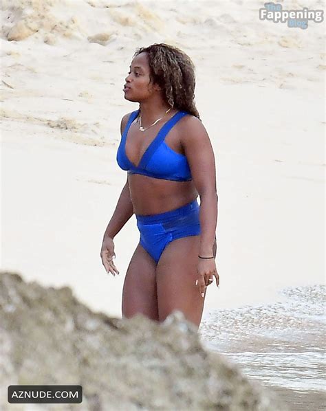 Fleur East Sexy Showing Off Her Amazing Body In A Hot Blue Bikini At The Beach With Her Friends