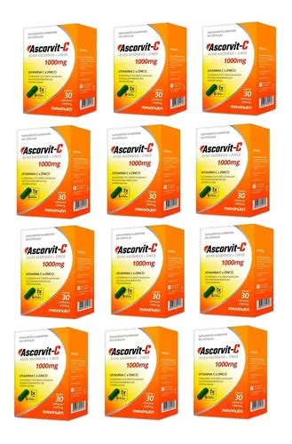 Kit 12 Ascorvit C 1000mg Suplemento 30cps Maxinutri Parcelamento