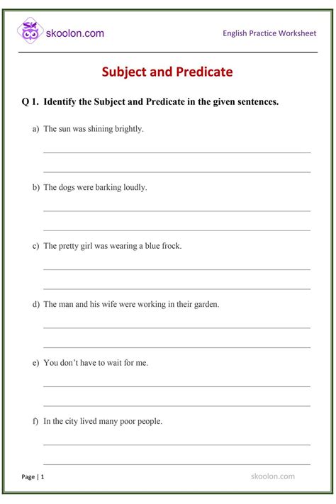 Subject And Predicate 1