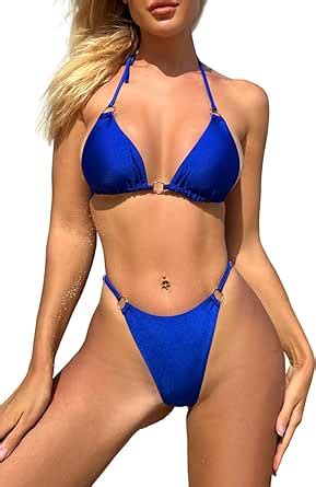 Amazon Owica Sexy Brazilian Bikini Sets For Women Halter String Bikini Set Two Piece Bikini