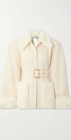 Rowen Rose Belted Faux Fur Trimmed Wool Blend Boucl Jacket