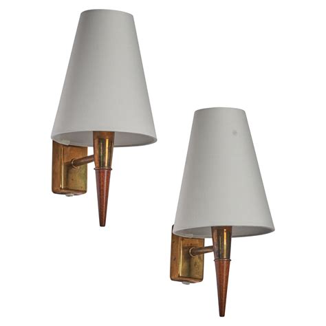 Swedish Designer Wall Lights Brass Glass Teak Sweden S For