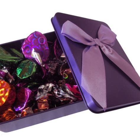 Moshik S Homemade Chocolates Purple Rectangle Tin Chocolate Box