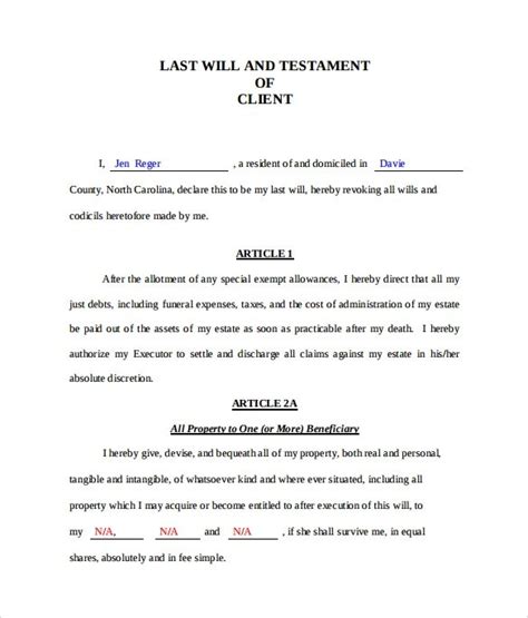 Last Will Printable Form S Oldvictheatre