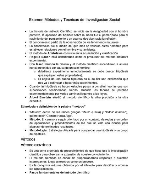 Examen 1 Métodos y Técnicas de Investigación Social Examen y de