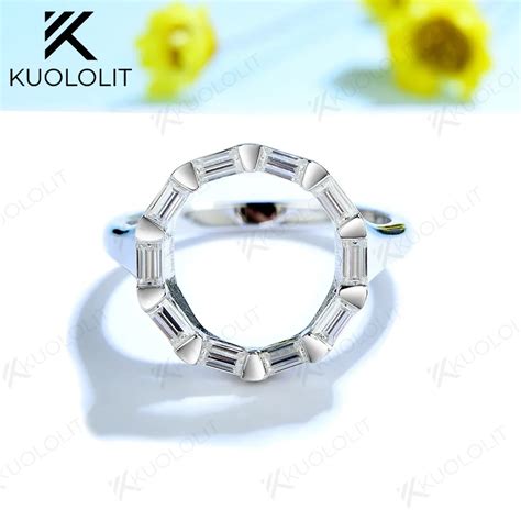 Kuololit Emerald Cut Moissanite Rings For Women Men Solid K K K