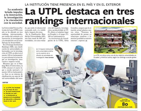 La Utpl Destaca En Tres Rankigs Internacionales Blog