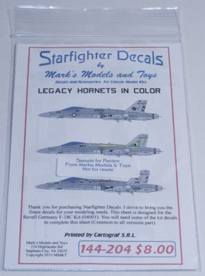 Internet Modeler Starfighter Decals Legacy Hornets In Color