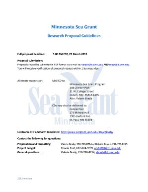 Fillable Online Seagrant Umn Project Summary Form Minnesota