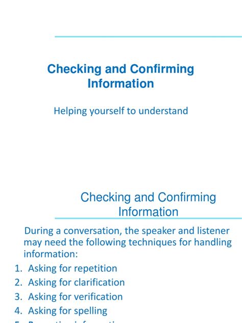 checking  confirming information  cognitive science