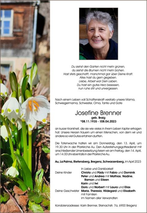 Brenner Josefine Bestattung Helbock