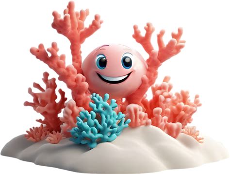 Smiling Coral Reef Cartoon Clipart Illustration Ai Generated 47877842 Png