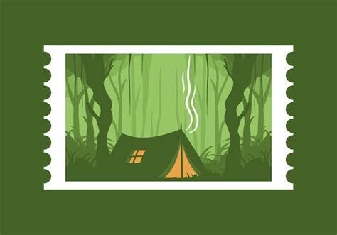 Tienda de campaña en una ilustración plana de bosque denso Vector Premium