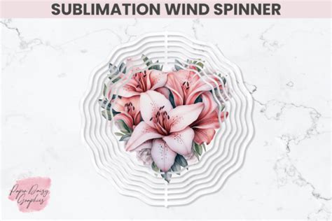 Heart Lilies Sublimation Wind Spinner Graphic By Paper Daisy Graphics