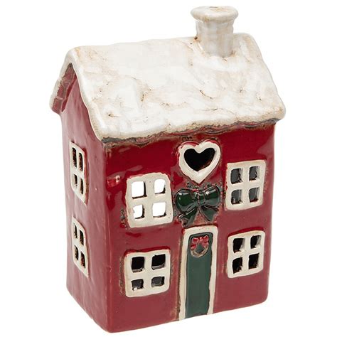 Village Pottery Heart House Christmas Tealight Holder