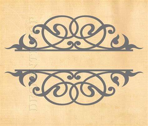 Split Frame Svg Split Monogram Frame Swirl Frame Svg Swirl Etsy