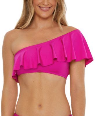 Trina Turk Women S Monaco One Shoulder Ruffle Bikini Top Macy S
