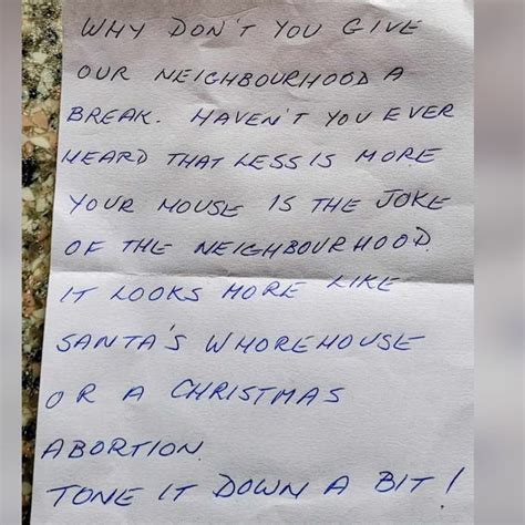 Could You Imagine Getting This Nasty Letter In Your Mail Over Christmas Decorations 9gag