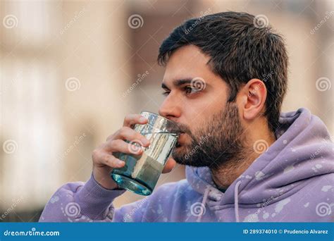 Man Drinking Glass Of Water Stock Photo Image Of Beverage Water