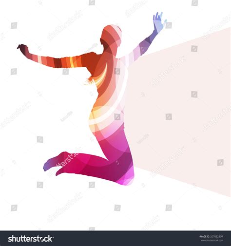 Jumping Woman Silhouette Illustration Vector Background Stock Vector ...