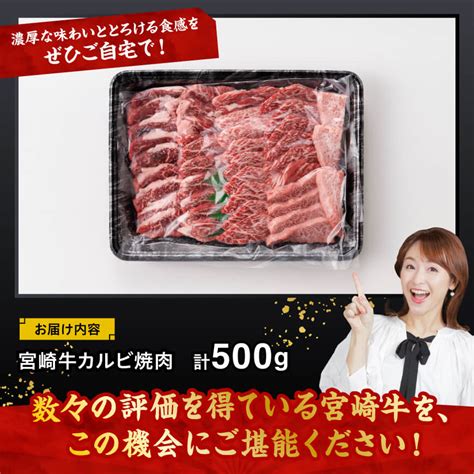 宮崎牛カルビ焼肉500g 肉 牛肉 黒毛和牛 D11428 宮崎県川南町 Jre Mallふるさと納税