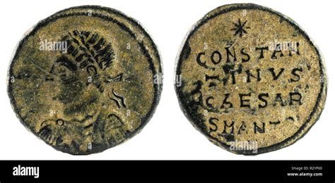 Ancient Roman Copper Coin Of Emperor Constantine Ii Stock Photo Alamy