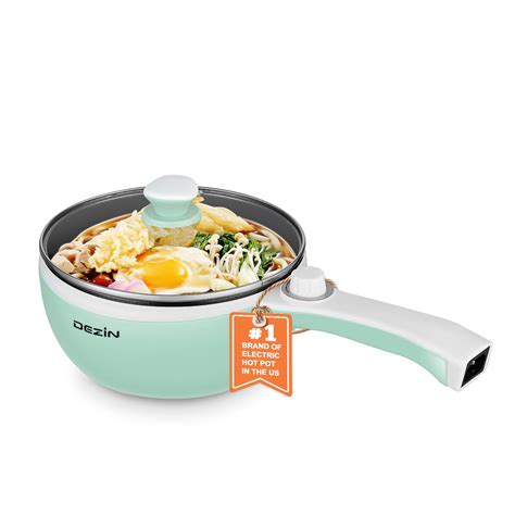 Dezin Hot Pot Electric Upgraded Non Stick Sauté Pan Rapid Noodles Electric Pot 1 5L Mini