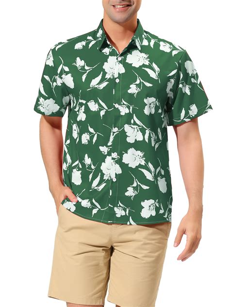 Lars Amadeus Mens Hawaiian Floral Print Short Sleeves Button Down