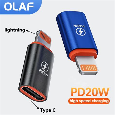 Olaf Otg Usb Type C To Lightning Adapter Converter Fast Charge Pd 20w Ol20 Black