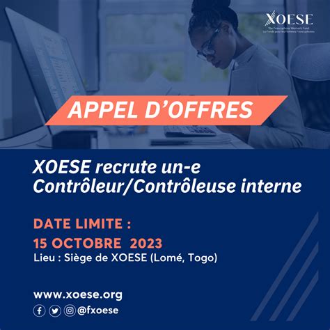 Appel Doffres Contrôleur Contrôleuse Interne Xoese