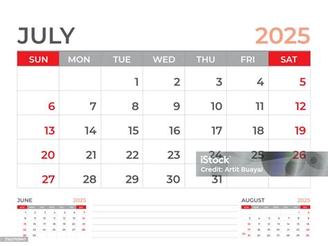 Template Kalender 2025 Halaman Juli 2025 Kalender Meja Tahun 2025