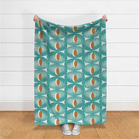 Oculus Mid Century Modern Geometric Teal Fabric Spoonflower